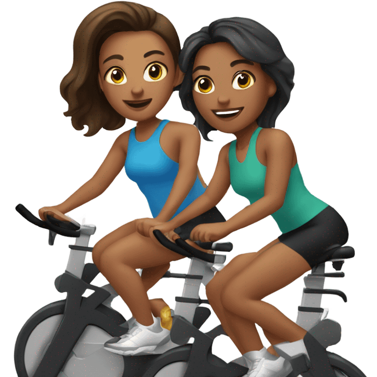 Two fair skin girls at spin class emoji