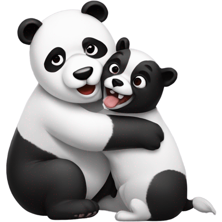 Panda wrestling a dog emoji