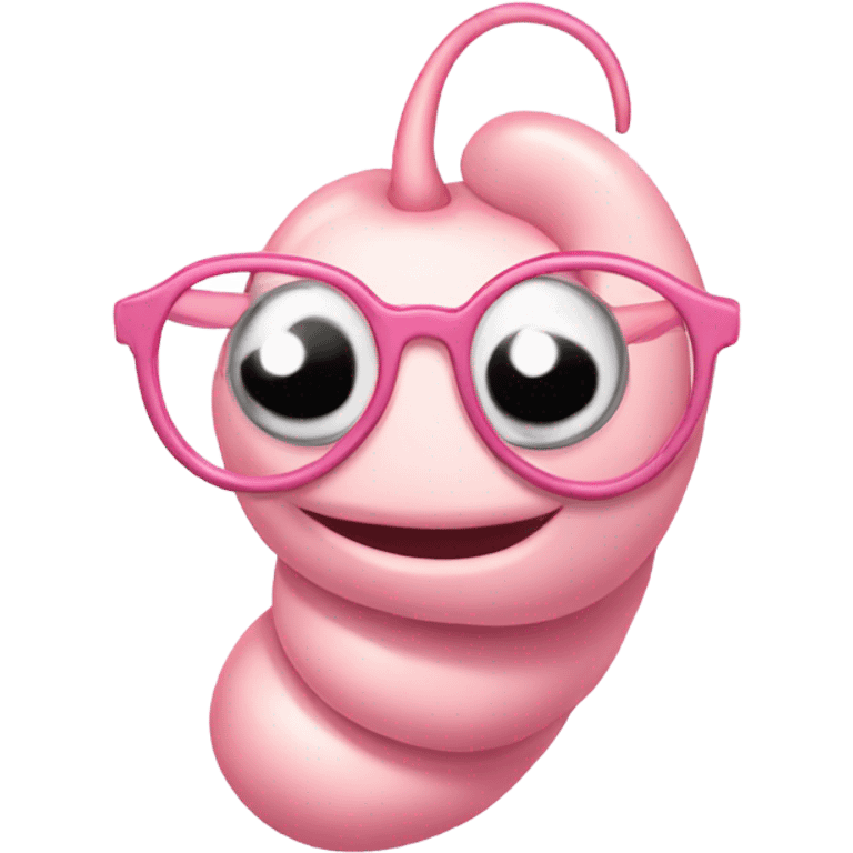 cute light pink worm wearing glasses emoji