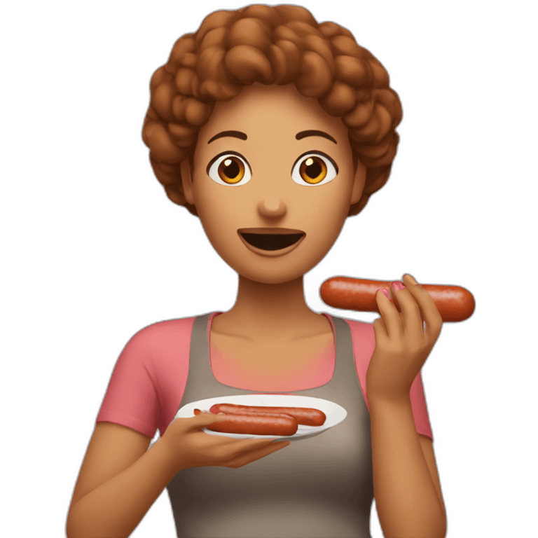 Woman eating sausage no hands emoji