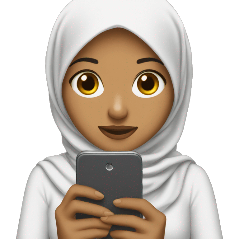 Hijabi girl texting emoji