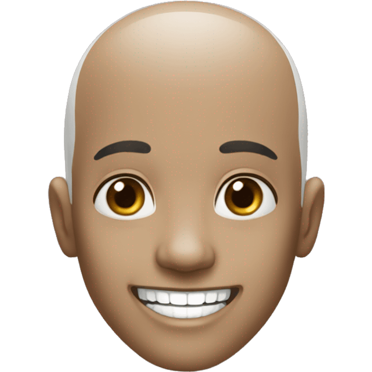 black bald head pretty white teeth smile attrative emoji