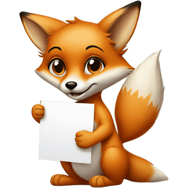 Detailled and photorealistic Baby fox with a blank sign emoji