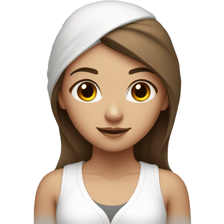 Yoga girl, brown hair, white clothes  emoji