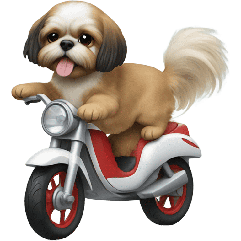 Baby riding on shih tzu  emoji