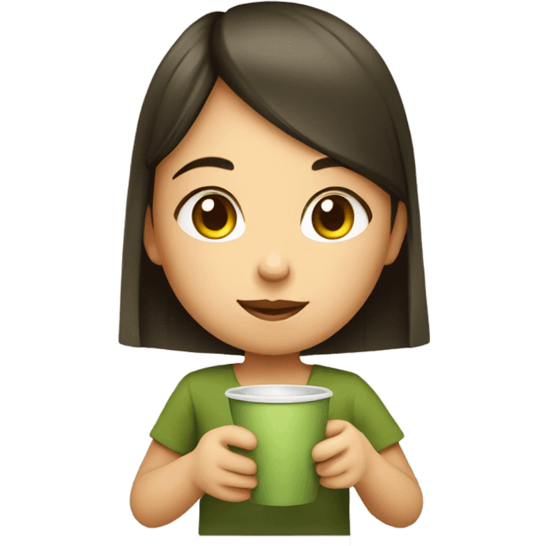 Girl drinking matcha emoji