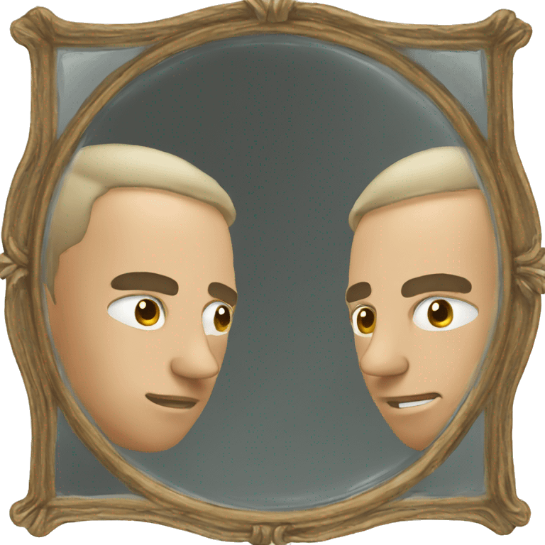  a man looking at a mirror reflection of himself emoji