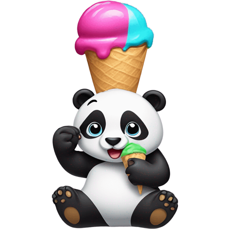 Panda eating ice cream emoji