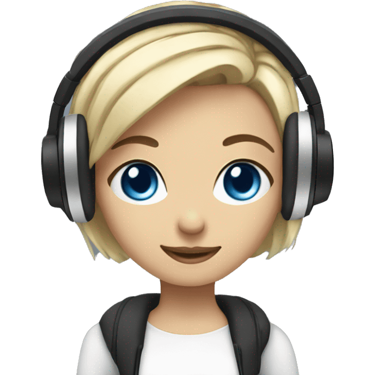 Anastasiia with blue eyes with headphones emoji