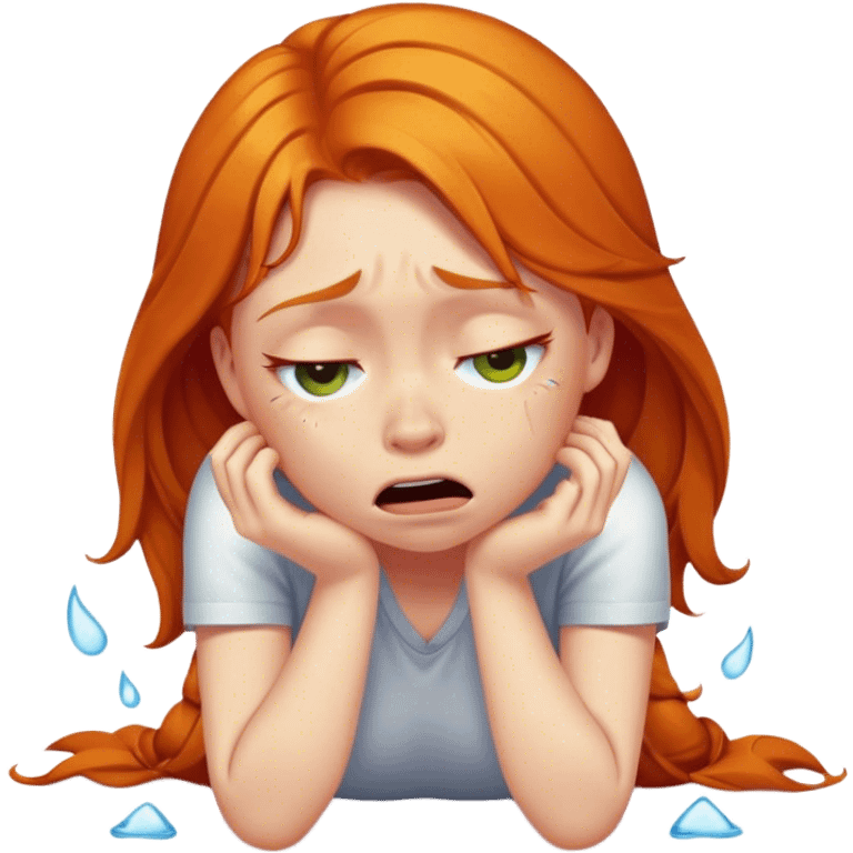 Ginger girl crying on floor  emoji