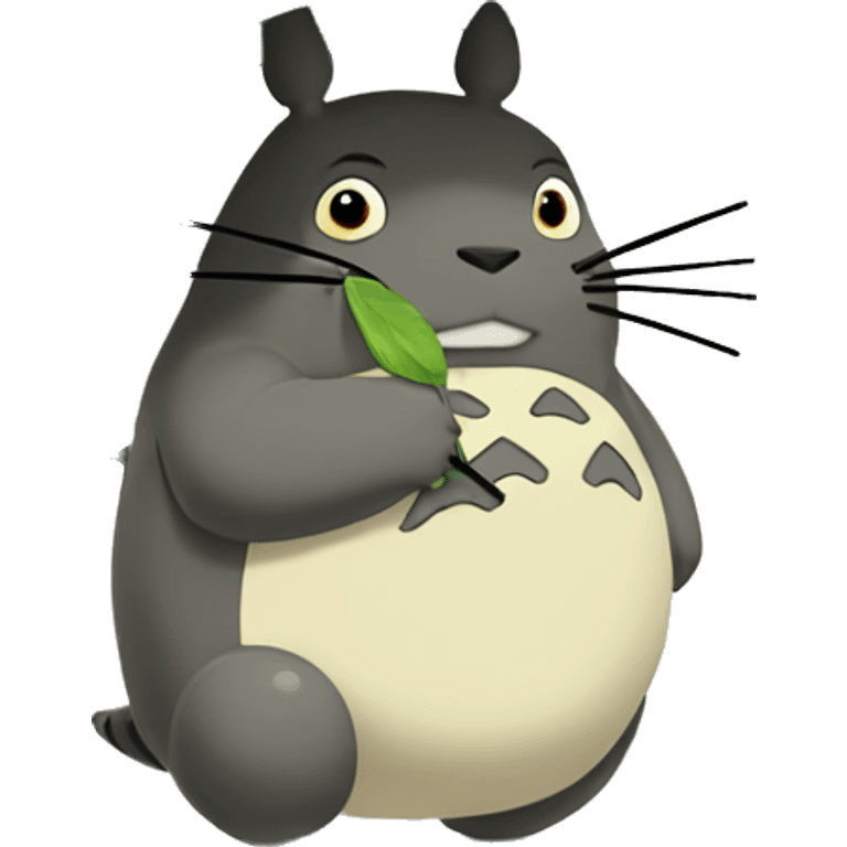 Totoro holding leaf umbrella from the movie my neighbor Totoro  emoji