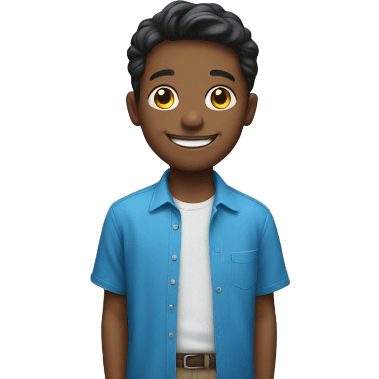 smiling boy in blue shirt emoji