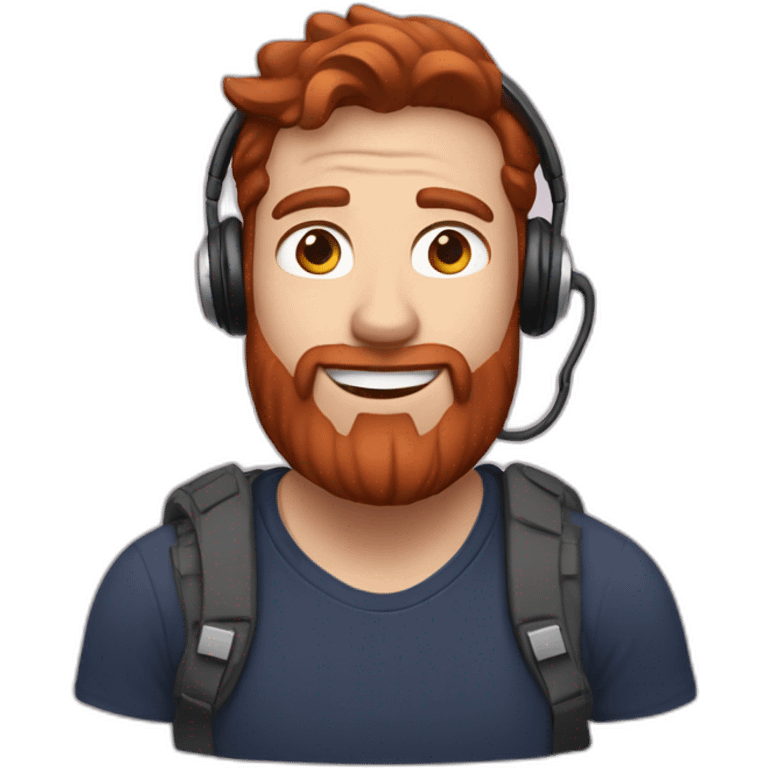 a men with brown hair and a red beard and airpods emoji