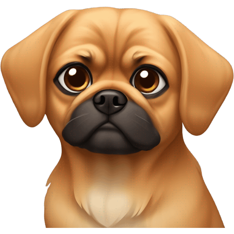 Reddish blonde cross between a puggle and Pekingese dog emoji