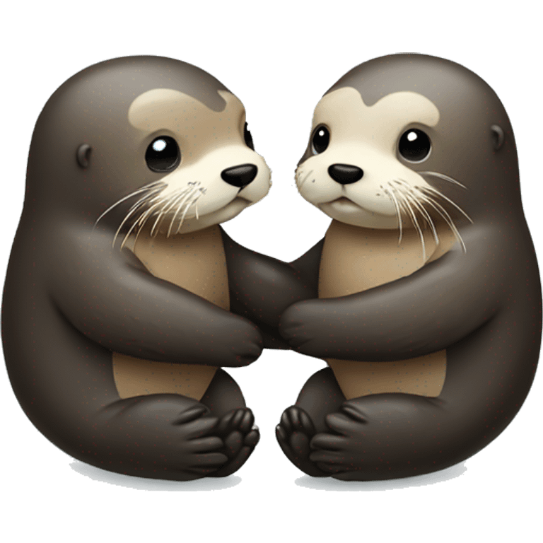 Two Sea otters holding hands emoji