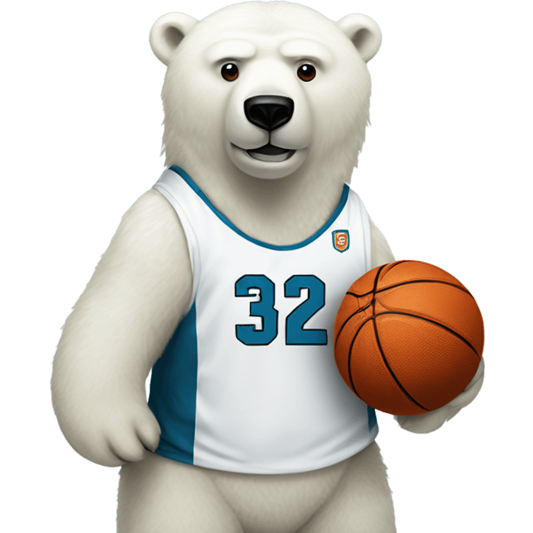 Polar bear wearing #32 jersey with basketball  emoji