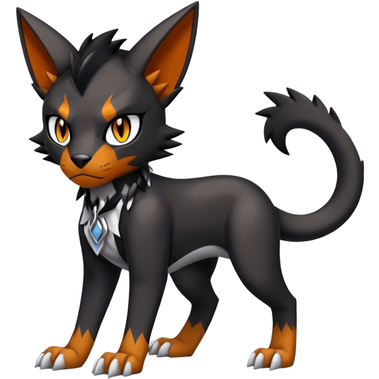 Cool edgy Torracat-Houndour-Digimon, full body emoji