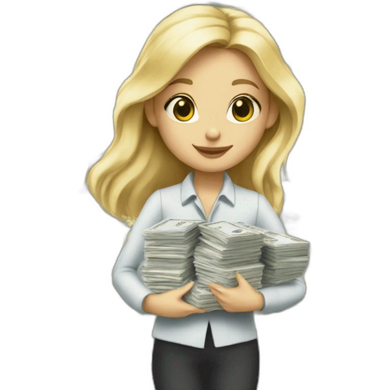 a blond girl always carrying monopoly game boxes emoji