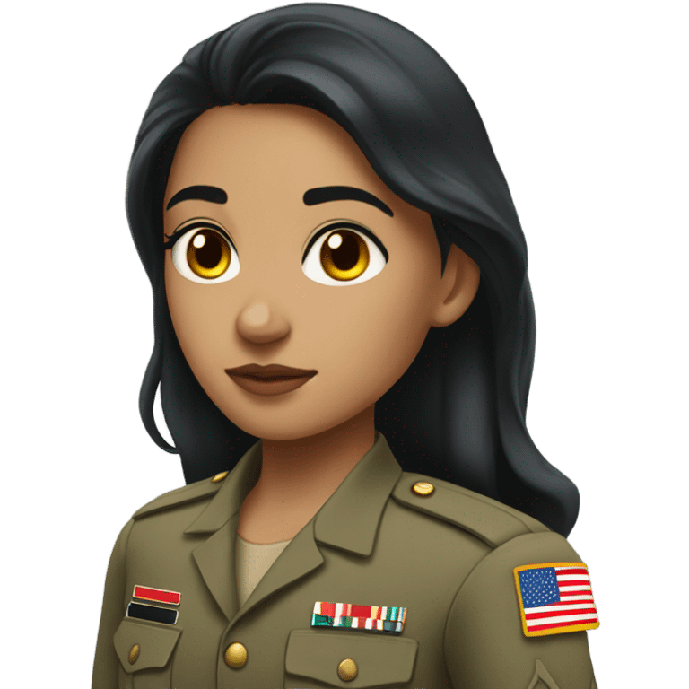 White skin colort pakistani girl with black long hair marine corps  emoji