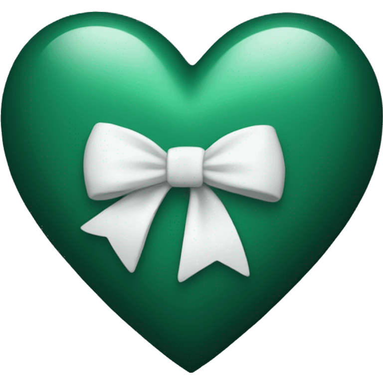 Dark green heart with white bow emoji