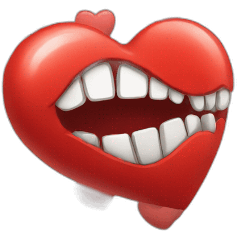 Red heart with long sharp teeth emoji