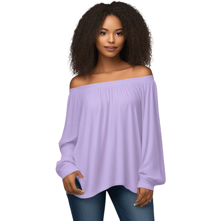 Lilac off shoulder Long sleeve flowy top, isolated emoji