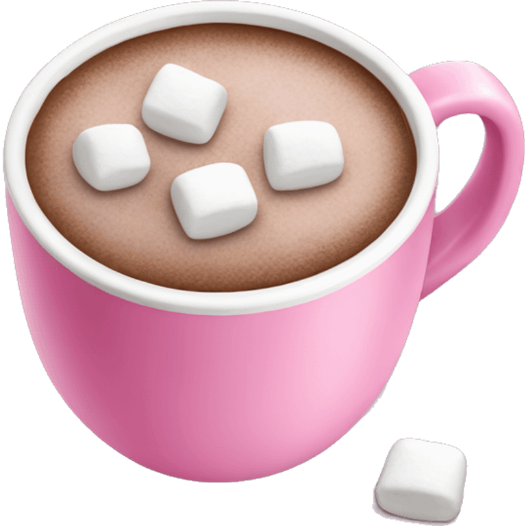 Pink cup of hot cocoa with marshmallows  emoji