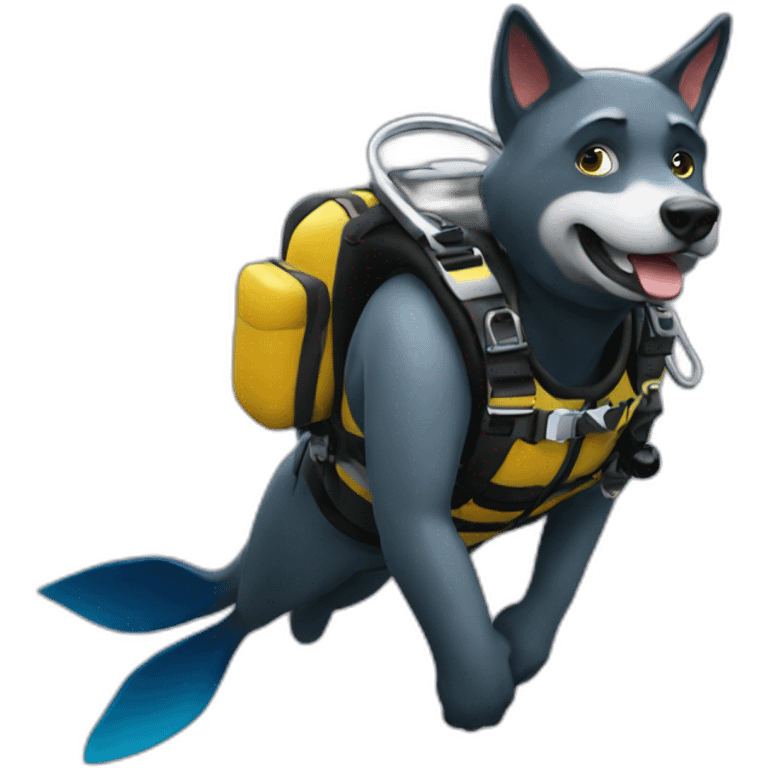 Wolfy scuba diving emoji