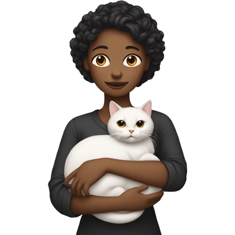 Lady holding a cat like a baby  emoji