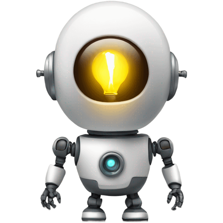 cute robot holds a light bulb emoji