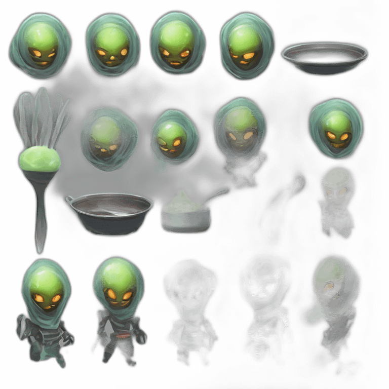 alien chef scifi roguelike rpg style inspired by slay the spire digital art emoji