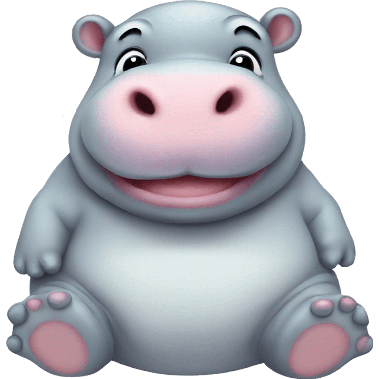 chubby white baby hippo with a belly emoji