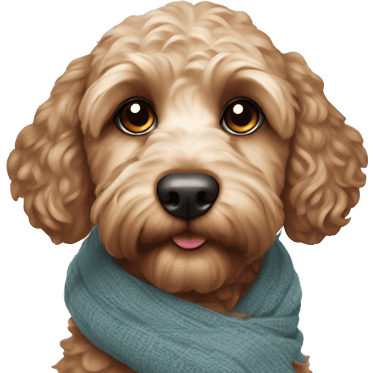 Cockapoo with a scarf emoji