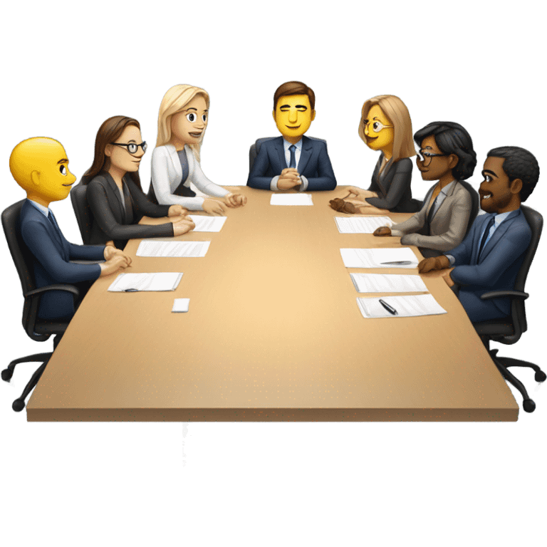 5 people business meeting sitting at a table emoji