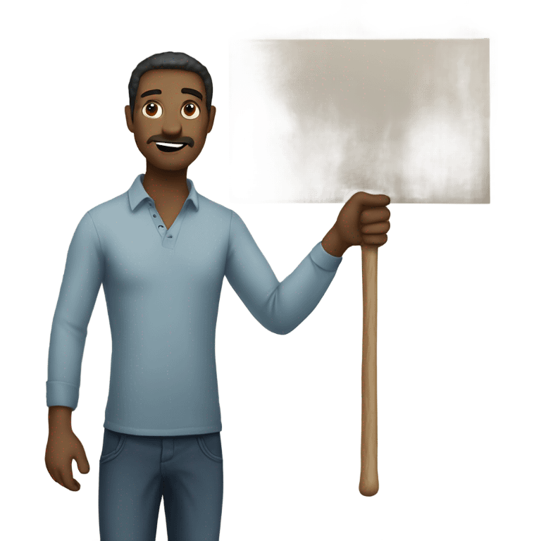 man holding placard on stick emoji