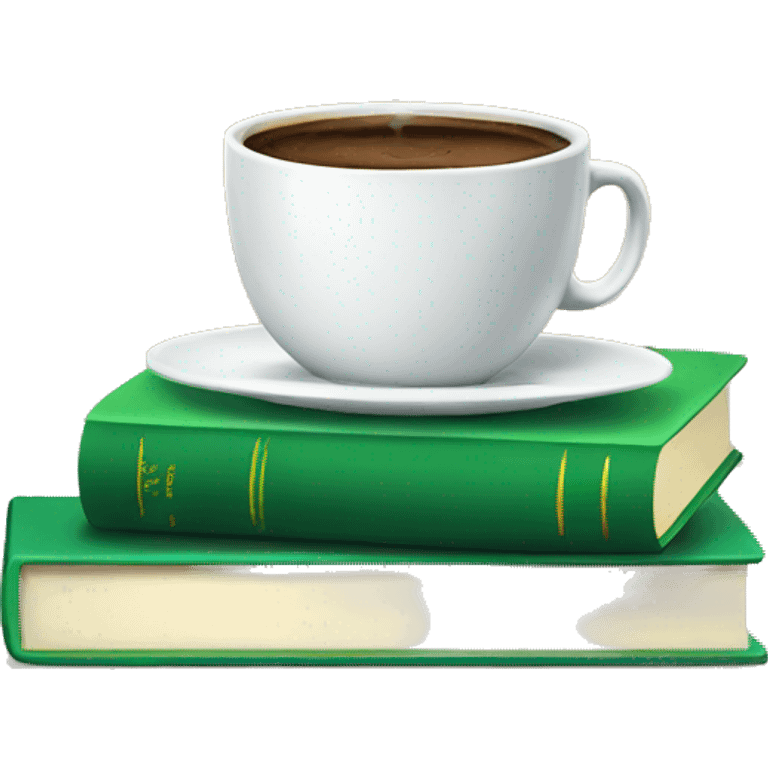 stack of green books with coffee emoji