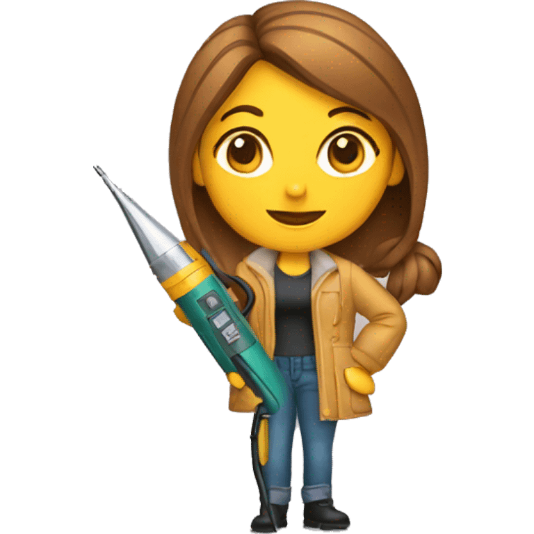 a woman with a soldering iron emoji