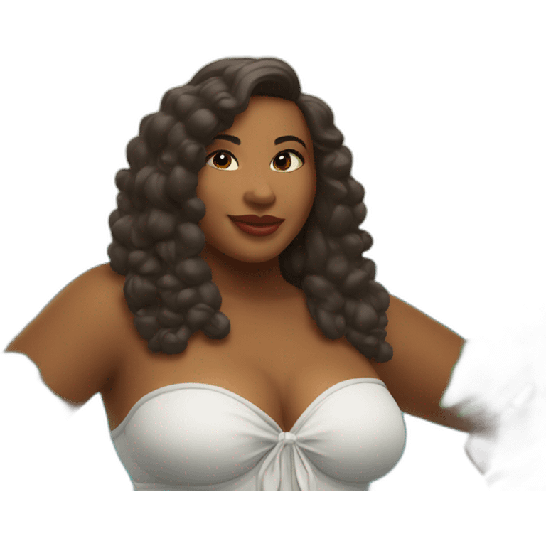 A Rubenesque model on a tropical island emoji