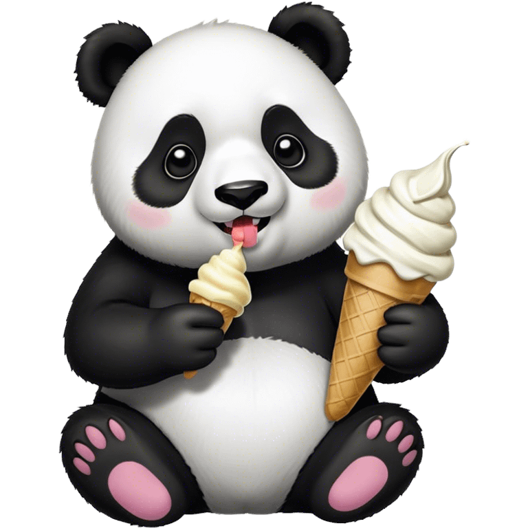 Panda eating ice cream emoji