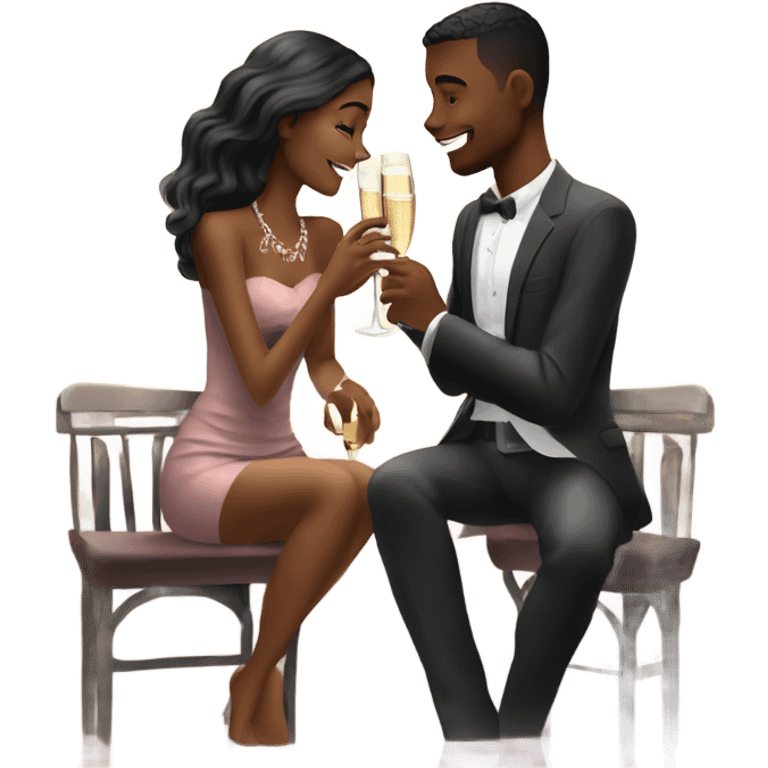 Romantic date for beautiful fashionable couple drinking champagne  emoji