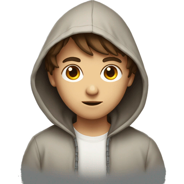 Brown hair boy in hooded gaze emoji