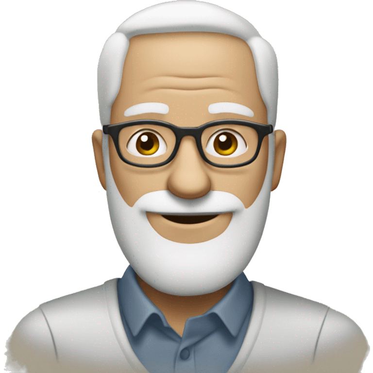 White Bald greying bearded man with glasses drinking Starbucks emoji