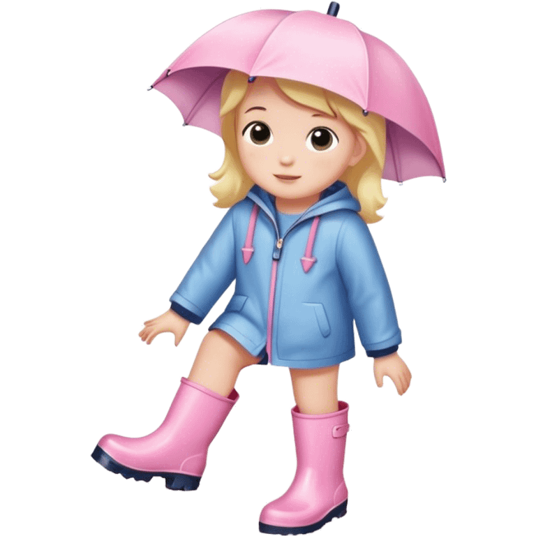 Kids light pink rain boots in puddle emoji