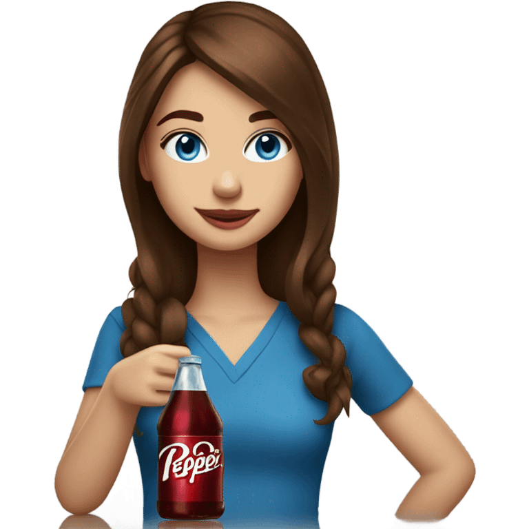 Drinking dr pepper cherry flavoured Brown hair girl blue eyes emoji