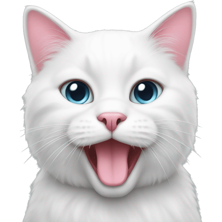 White cat with pink  now emoji