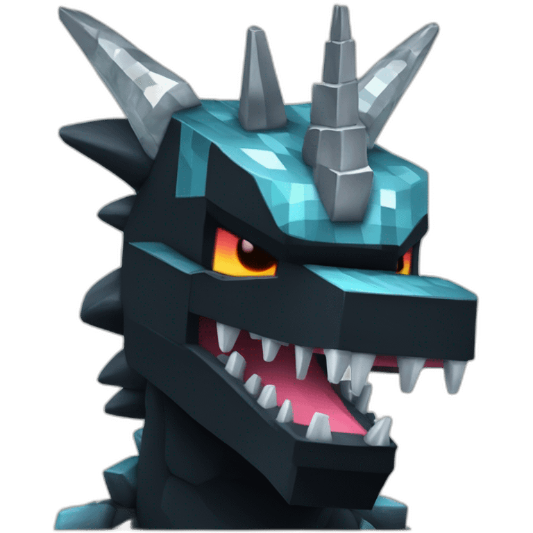 Minecraft Black Godzilla Head With Diamond Unicorn Horn and Lazer Eyes emoji