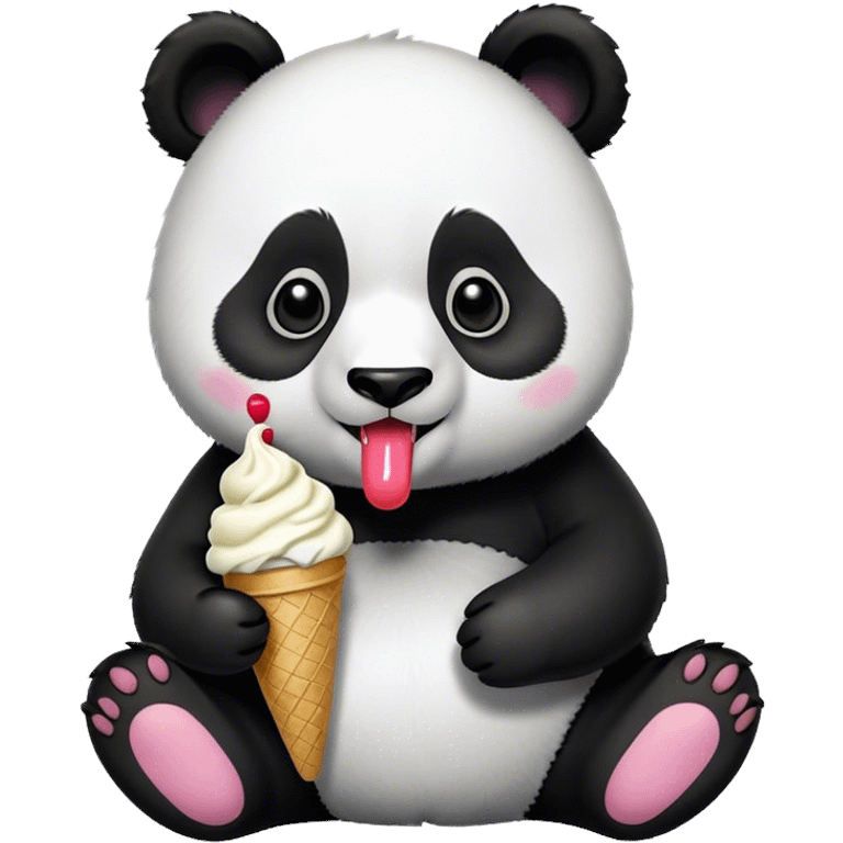 Panda eating ice cream emoji