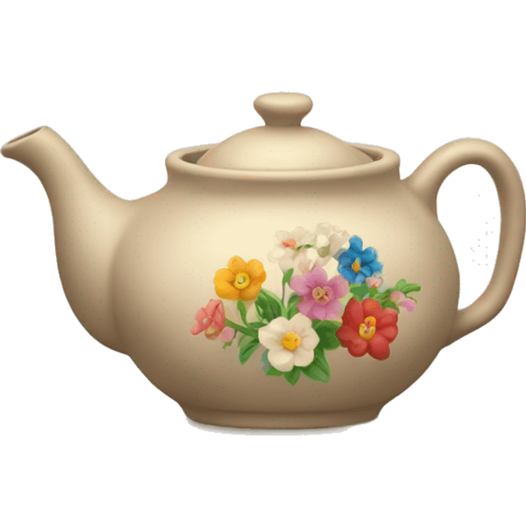 old beige teapot with flowers emoji