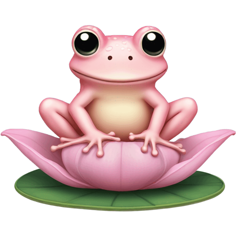 Light pink pastel frog on lily pad  emoji