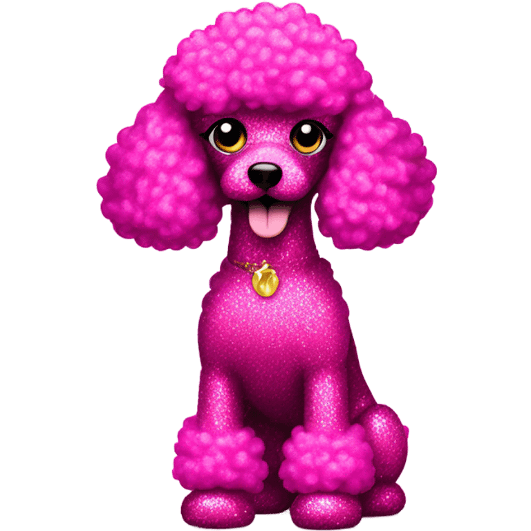 Hot pink glitter poodle standing  emoji